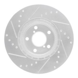 Subaru Impreza Brake Rotor (1) - Front Right - R1 Concepts - Drilled & Slotted - Silver - `17-`23